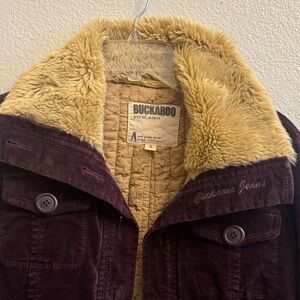 Women's Purple Jacket with Faux Fur Collar